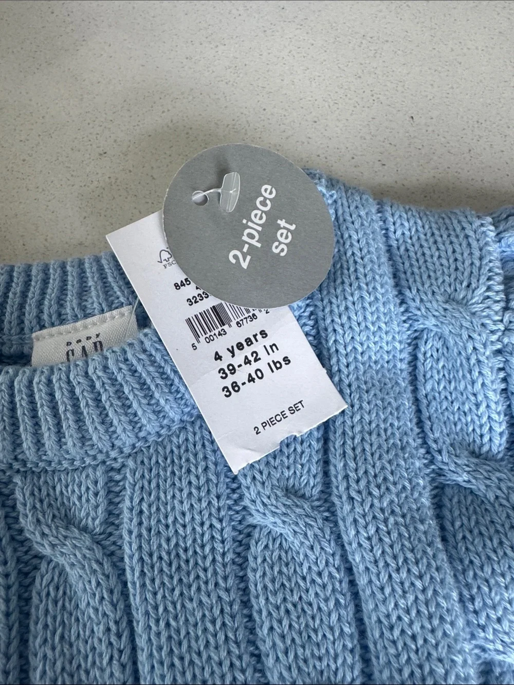 GAP Light Blue Cable-Knit Set with Peplum Top